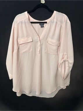Women’s Torrid Plus Size 3 Blush Utility Blouse Flowy Career Top